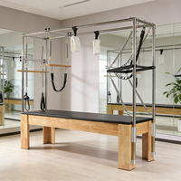 Equipo de Pilates Reformer Resistente, para Flexibilidad, Estiramiento Muscular, Reformer de Madera de Roble, Cadillac de Pilates de Madera de Roble para Gimnasio
