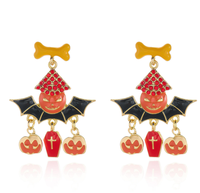 Nouvelles Boucles d'Oreilles Halloween, Bijoux Fantaisie pour Filles et Femmes, Fantômes et Citrouilles Exagérés en Alliage, Cadeau Festif pour Fêtes
