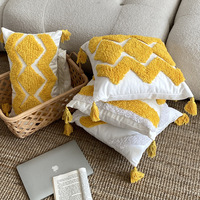 Housse de coussin bohème en coton jaune Style marocain, décoration de la maison, taie d'oreiller