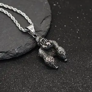 Metall Affen Anhänger Pongo Satyrus geformte Silber Affe König Anhänger Halskette Lieferanten