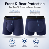 Sous-vêtements d'incontinence personnalisés avec logo, 300 ml, anti-fuites, protection avant et arrière à 4 couches, caleçons boxers, sous-vêtements d'incontinence