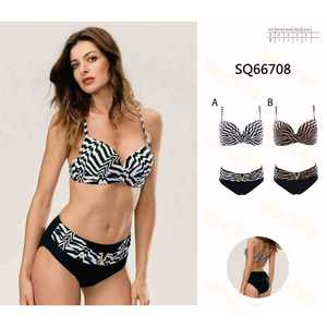 Costume da bagno bikini a due pezzi da donna con top imbottito e slip a vita alta con laccetti laterali, ideale per l'estate e la spiaggia, taglie S-2XL, all'ingrosso SQ66708 - Product Image 1