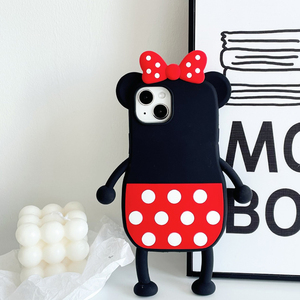 Custodia per cellulare 3D Cartoon <span class=keywords><strong>Minnie</strong></span> Mouse per Iphone 11 12 13 14 Pro Max 14plus Cover Funda in Silicone morbido rosso con papillon carino - Product Image 1