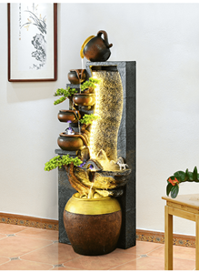 <span class=keywords><strong>Fontaine</strong></span> d'intérieur élégante en céramique à plusieurs niveaux avec cascade coulante et décor bonsaï idéal pour la décoration zen de la maison ou du bureau - Product Image 5