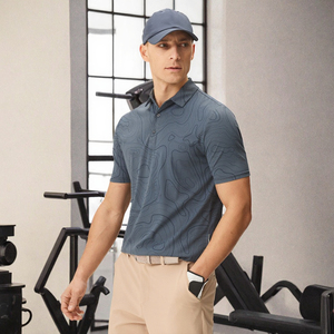 T-shirt à manches courtes pour homme, décontracté, coupe ample, anti-rétrécissement, imprimé vintage, tricoté, séchage rapide, sportif, couleur unie, golf - Product Image 3