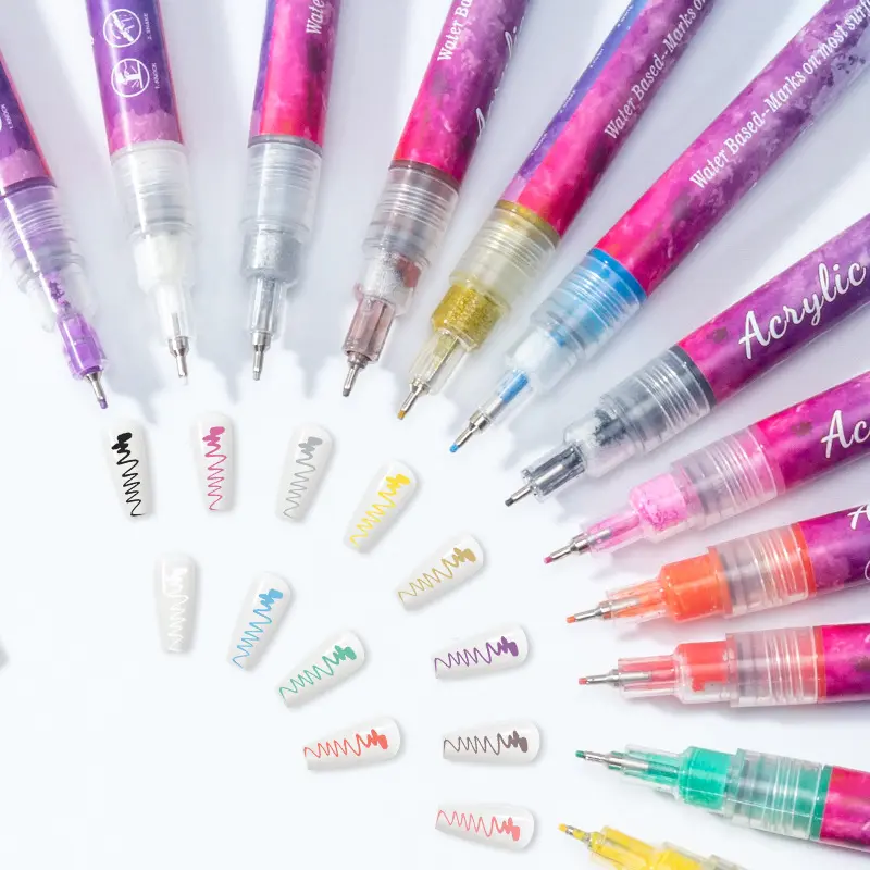 Professional Manicure Scribing Pen 12 Color Gel Nail Polish Design Pen Nail Art Painting