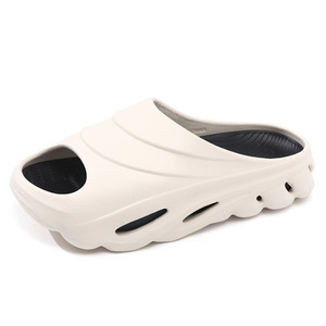 Pantoufles EVA pour hommes, semelle épaisse, sandales à une sangle, respirantes, antidérapantes, chaussures de plage et de camping, taille 40-45, blanc, beige, gris, bleu - Product Image 5