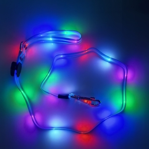 Correa de perro Con luz intermitente LED recargable por USB personalizada patrón sólido nailon brillante estilo de moda oscuro correa de perro personalizada - Product Image 3