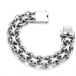 Bracelet chaîne en acier inoxydable argenté pour homme, bijoux de fête - Product Image 4