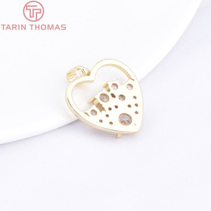 Colgantes en Forma de Corazón de Latón Chapado en Oro de 24K con Circonita, Accesorios de Alta Calidad para la Fabricación de Joyería DIY - Product Image 4
