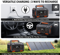 Station d'alimentation portable 300W, générateur solaire à batterie lithium avec ports AC, DC, USB et lumière LED pour le camping, les activités de plein air, les situations d'urgence et la maison