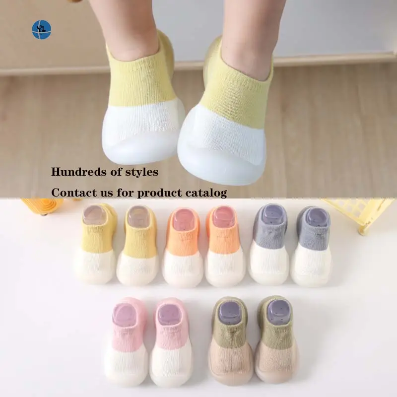 2022 New High quality Custom logo Girl Boy Socks Shoes Rubber Soles Cotton Baby Shoes anti-slip for Baby Toddler shoes