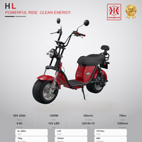 Moto électrique 1200W pour le marché du Brésil et d'Amérique latine, scooter CityCoco Cruiser à pneus larges, 60V 20Ah, phare LED, frein à disque