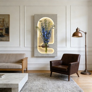 Arte Mural Moderno en Relieve 3D, Pintura Texturizada, Escultura Geométrica Hecha a Mano, Pintura Minimalista de Arenisca con LED, Personalizable - Product Image 3