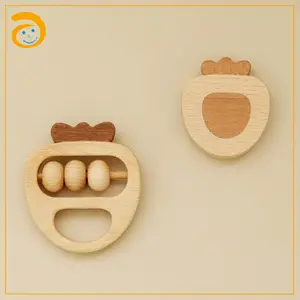 Neues Buchenholz-Ring Babytenner Ring-Spielzeug Babyrassel Zahnsteiger-Spielzeug Zahnstenner-Spielzeug für Kleinkinder