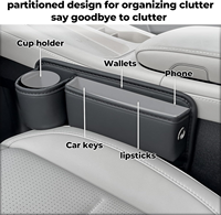 Pengisi Celah Jok Mobil Universal dengan Tempat Gelas Anti Tumpah, Organizer Penyimpanan Plastik Tahan Lama untuk Kebanyakan Model Mobil