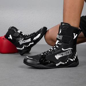 Zapatos de Boxeo Quanjizhe de Caña Alta con Cordones, de Cuero Sintético Antideslizante para Entrenamiento en Interiores y Lucha - Product Image 3