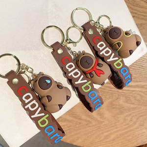 Porte-clés QYS 3D en PVC Capybara, pendentif animal de dessin animé, breloque de sac, porte-clés de voiture, cadeau créatif - Product Image 2