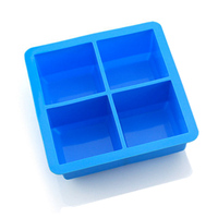 Vente en gros de bac à glaçons rectangulaire en silicone de qualité alimentaire écologique à 4 cavités, non toxique, pour bars et restaurants