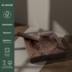 Vietnam Wooden Cigar Ashtray Square Desktop Tray for Indoor or Outdoor Office Home Decoration Solid 4-Slot Cigar <b>Holder</b> - Product Image 3