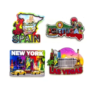 Logotipo personalizado país Ciudad Madera nevera imán madera recuerdo imanes para turistas