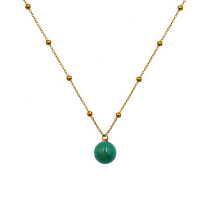 Stainless Steel Necklace Green Bead Pendant Clavicle Chain For Women Fashion Jewelry Gift - Product Image 5