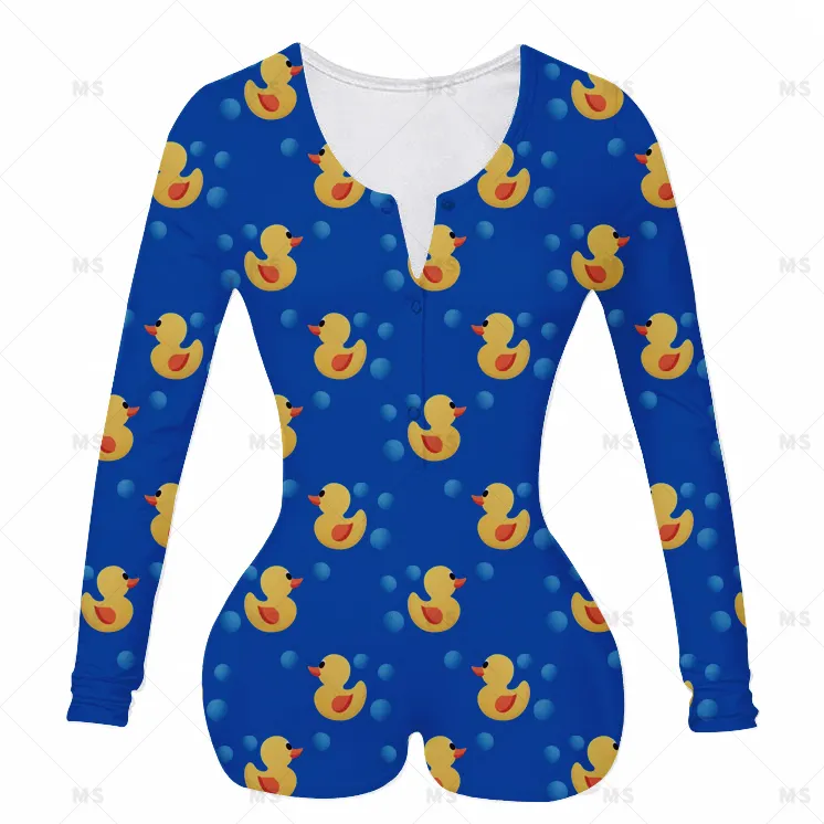 Onesie Bebek Biru Piyama Seksi Kostum Kartun Hewan Onesie untuk Wanita