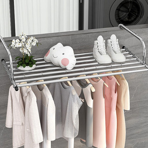 Séchoir à <span class=keywords><strong>linge</strong></span> mural multifonction en acier inoxydable à un seul niveau pour intérieur et extérieur, idéal pour balcon - Product Image 5