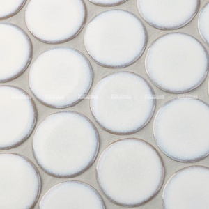 <span class=keywords><strong>Azulejos</strong></span> Redondos de Porcelana Blanca Cristalizada de 48 mm de Diámetro <span class=keywords><strong>para</strong></span> Paredes, Baños y Cocinas - Product Image 2