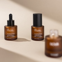 Emballage cosmétique de luxe, flacon de sérum à paroi épaisse de 15 ml, 30 ml, 40 ml, 50 ml, flacon en verre ambré givré, flacon compte-gouttes pour huile faciale avec essuie-glace