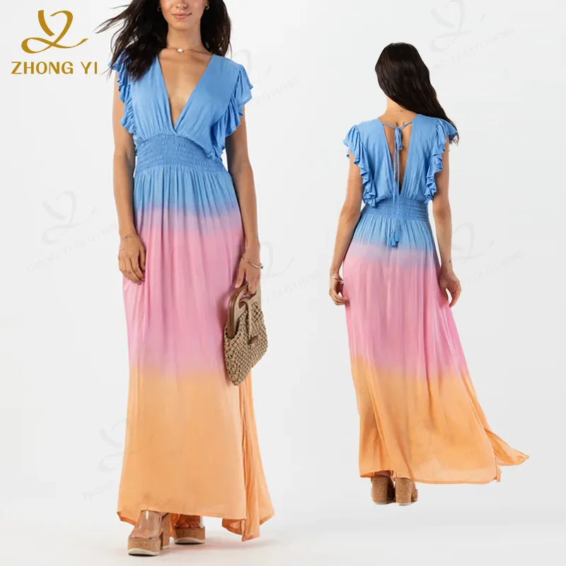 Robe longue sans manches irisée pour femme, tenue d'été décontractée, pour vacances, tenue décontractée pour vêtements douaniers