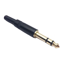 6.35mm TRS double prise noire 2 pôles stéréo 1/4 pouces prise mâle connecteur à souder métal plaqué or guitare Microphone prise mélangeur