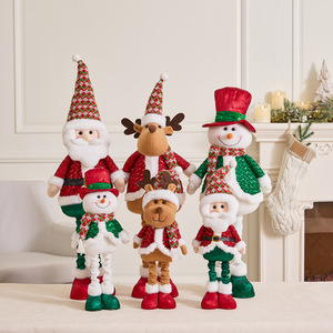LINGKAI Retractable Leg Christmas Standing <b>Doll</b> Santa Snowman Reindeer Plush Figure for Fireplace Table Xmas Home Decor - Product Image 1