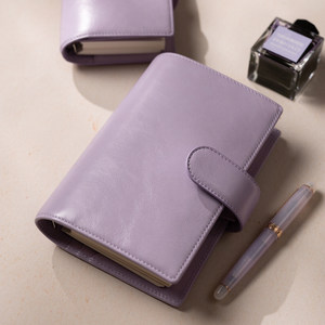 Carpeta de Anillas A7/A8 de Cuero PU Morado con Logotipo Personalizado, Cartera, Funda para Cuaderno de Hojas Sueltas, <span class=keywords><strong>Agenda</strong></span> con Múltiples Ranuras para Tarjetas - Product Image 3