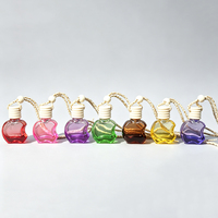 Bouteilles en verre vides de 10 ml en forme de pomme, dégradé coloré, pour diffuseur de parfum de voiture, aromathérapie violet-bleu