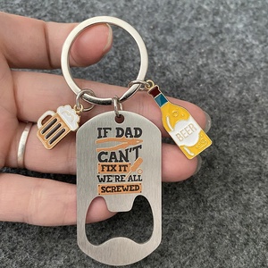 Ouvre-bouteille homme impression UV en acier inoxydable et <span class=keywords><strong>porte</strong></span>-clés de bouteille de bière <span class=keywords><strong>porte</strong></span>-clés de cadeau de fête des pères - Product Image 2