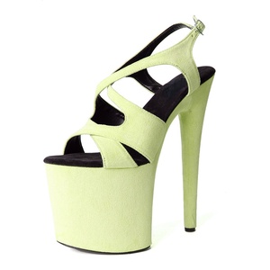 Chaussures à talons hauts pour femme 20 cm, talons aiguilles super hauts en daim, escarpins à bout ouvert, plateformes - Product Image 5