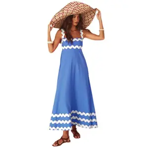 Vestido estampado digital feminino, novo vestido elegante de verão para férias, vestido longo feminino vintage com linha A
