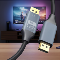 Câble DP 1.4 plaqué or mâle-mâle avec gaine en PVC 8K60Hz 4K120Hz, cordon haute vitesse 1-5m pour moniteur PC Macbook Gaming Noir