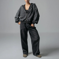 Vestes de survêtement zippées complètes personnalisées en usine Sweats à capuche pour hommes en éponge française brossée à l'acide
