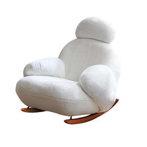Sillón Mecedora Tapizado en Tela, Sillón Deslizante <span class=keywords><strong>con</strong></span> Brazos, Asiento Suave, Patas de Metal, Cómodo Sillón Tipo Sofá, Moderno para el Hogar, Oficina, Sala de Estar - Product Image 3