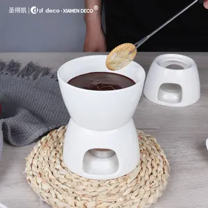 Réchaud à chocolat avec logo personnalisé, ensemble de <span class=keywords><strong>fondue</strong></span> japonais en céramique pour le fromage, les desserts et les bougies chauffantes - Product Image 1