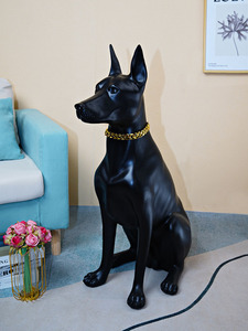Escultura de Perro <span class=keywords><strong>Doberman</strong></span> de Fibra de Vidrio de Tamaño Real, Estatua <span class=keywords><strong>Grande</strong></span> para Exteriores, Exhibición en Tiendas, Figura Personalizada, Adornos Realistas de Mascotas - Product Image 2