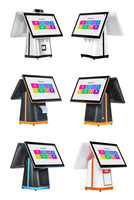 Sistema POS HIDISIM GC148B de Doble Pantalla con Windows, Terminal de Caja Registradora con Pantalla Táctil, Escáner de Código de Barras NFC, Impresora de Recibos