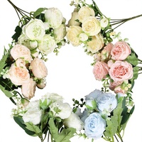 Bouquet de fleurs de pivoine artificielles réalistes en soie, blanc, fait main, moderne, pour mariage, décoration de centre de table pour la maison ou les fêtes