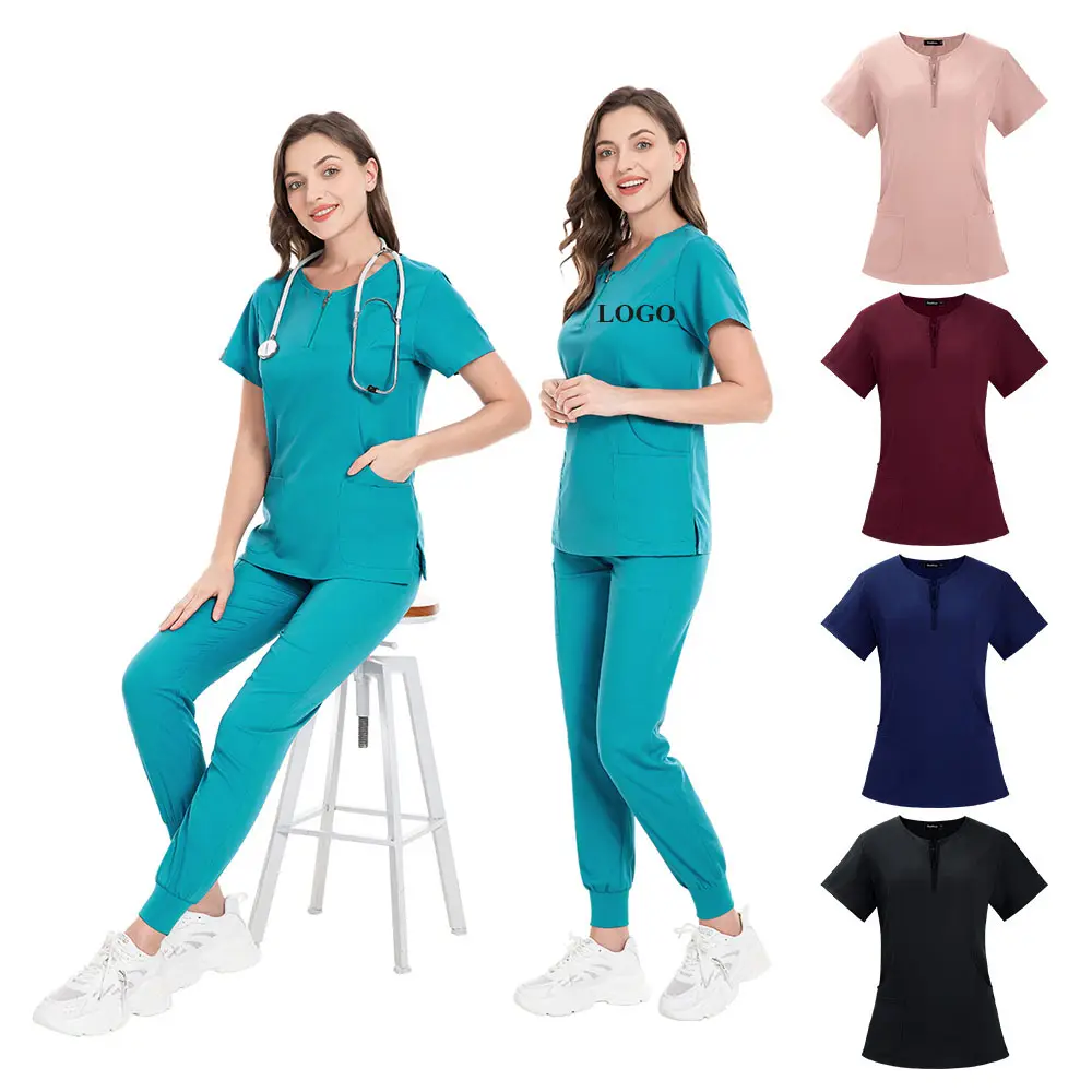 Wholesale breathable nursing scrubs custom logo hospital uniform scrub men women medical lab coats nurse hospital uniforms