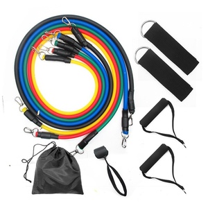 Ensemble de 11 bandes d'exercice réglables avec ancre de porte, sangles de <span class=keywords><strong>cheville</strong></span> et poignées, pour fitness à domicile, bandes de résistance - Product Image 2