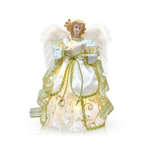 Décoration de sommet d'arbre de Noël en forme d'ange LED haut de gamme, ange fait à la main pour le sommet de l'arbre avec des lumières blanc chaud, imperméable et durable pour les fêtes - Product Image 1