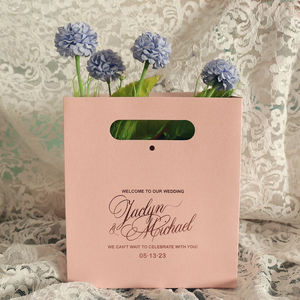 Elegant Custom Printed Pink Paper Gift Bag Foil Logo Shopping Tote Bag for <b>Wedding</b> Boutique Retail Packaging Supplier - Product Image 3