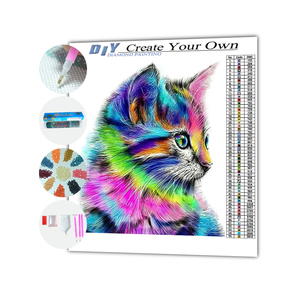 Kit de peinture au diamant en mosaïque de <span class=keywords><strong>strass</strong></span> 5D personnalisé, vente en gros, animal mignon, chat, peinture au diamant carrée - Product Image 1